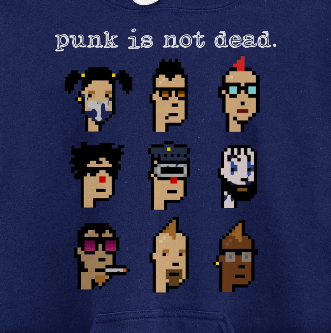 CryptoPunk Inspired NFT attire, Copy/Paste Crypto Pixel Punk Pullover Hoodie
