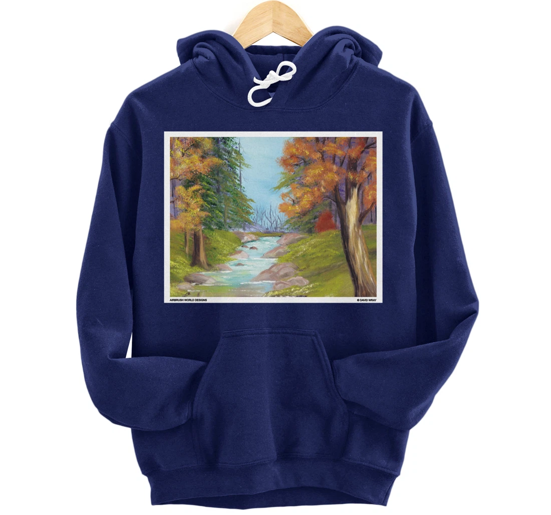 River Through The Trees Nature Landscape Autumn Painting Pullover Hoodie