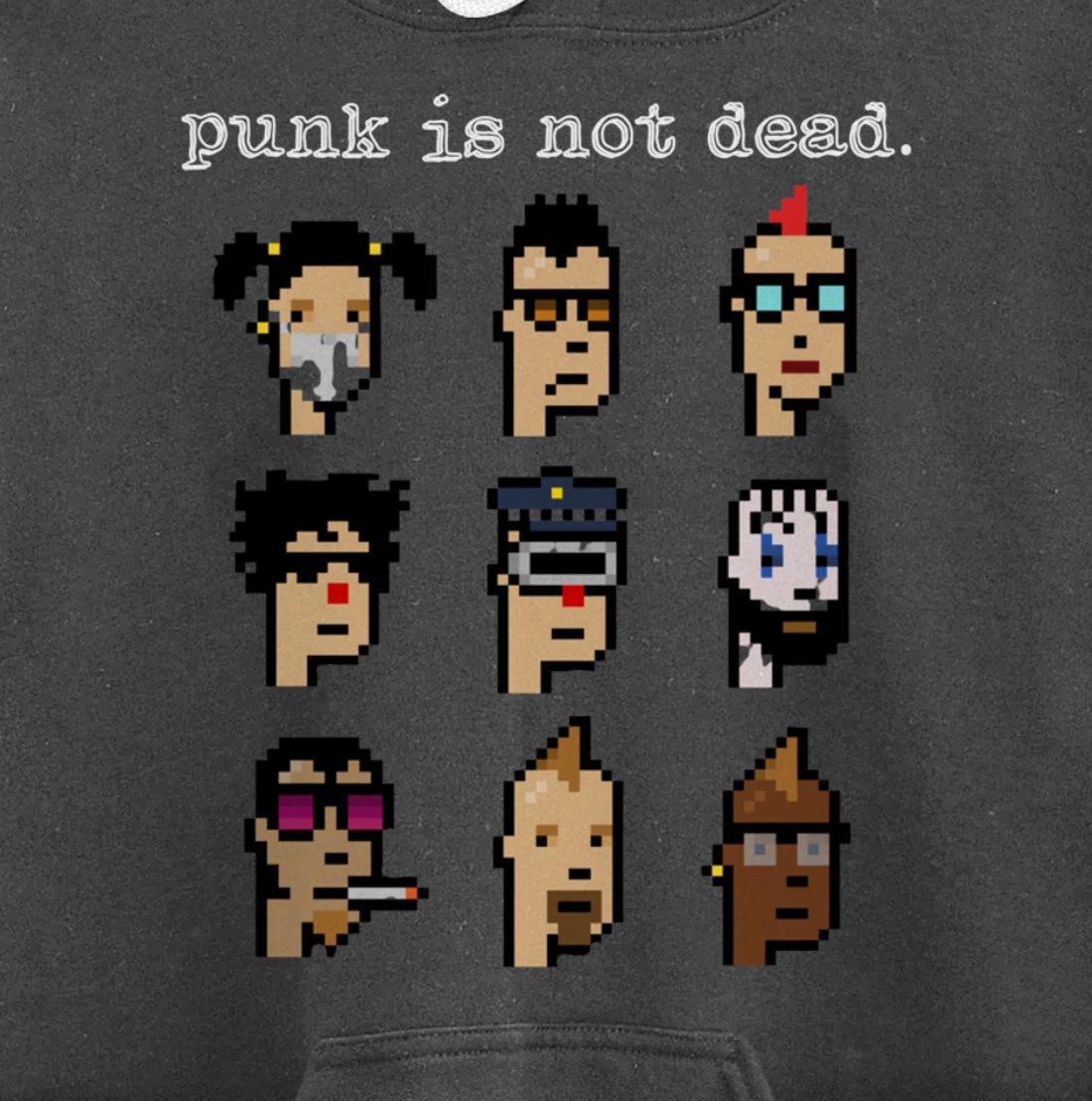 CryptoPunk Inspired NFT attire, Copy/Paste Crypto Pixel Punk Pullover Hoodie