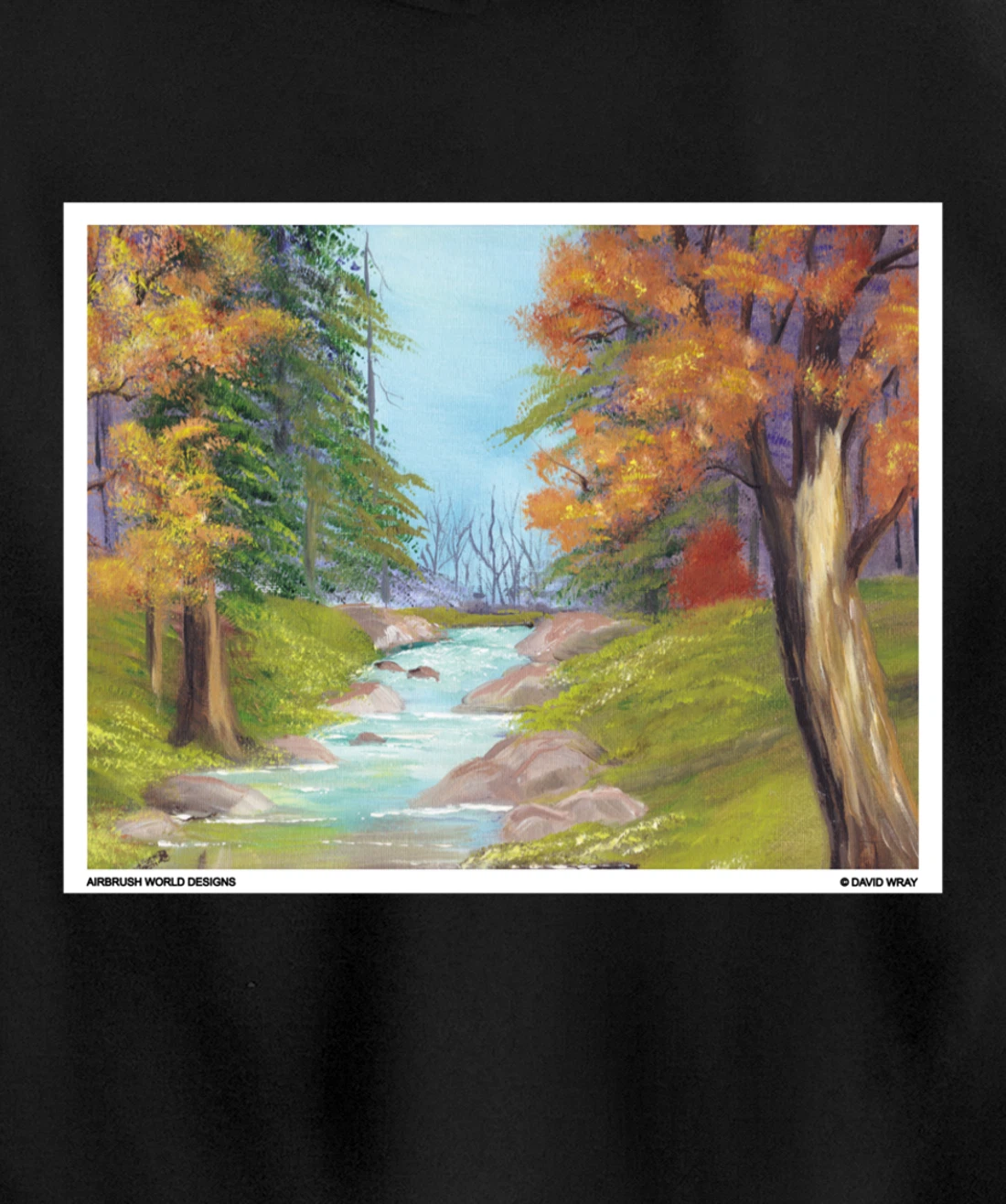 River Through The Trees Nature Landscape Autumn Painting Pullover Hoodie