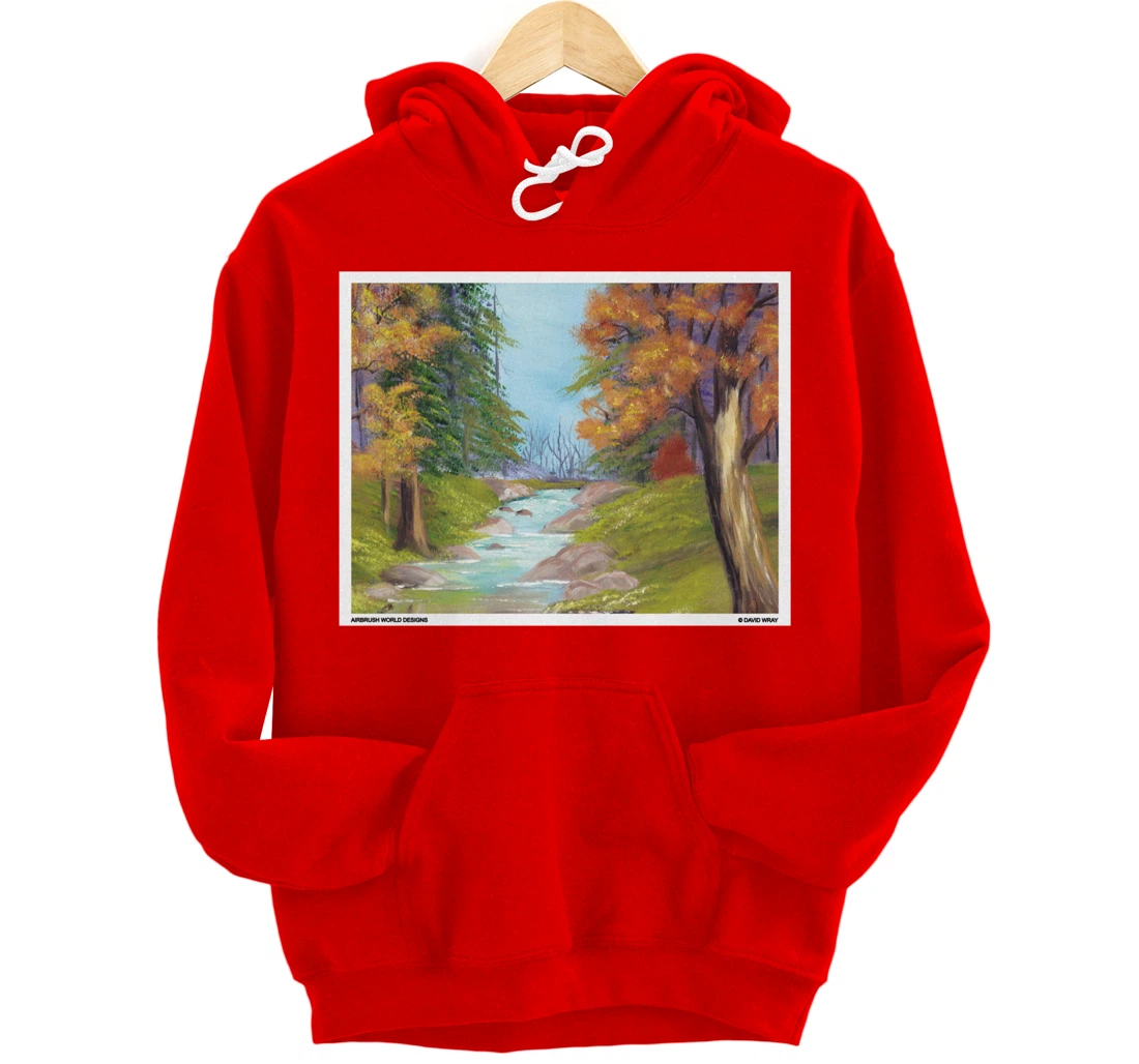 River Through The Trees Nature Landscape Autumn Painting Pullover Hoodie