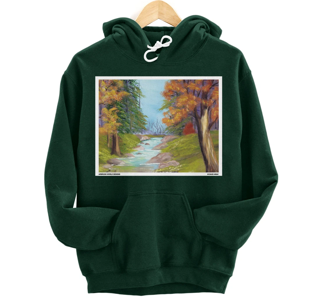 River Through The Trees Nature Landscape Autumn Painting Pullover Hoodie