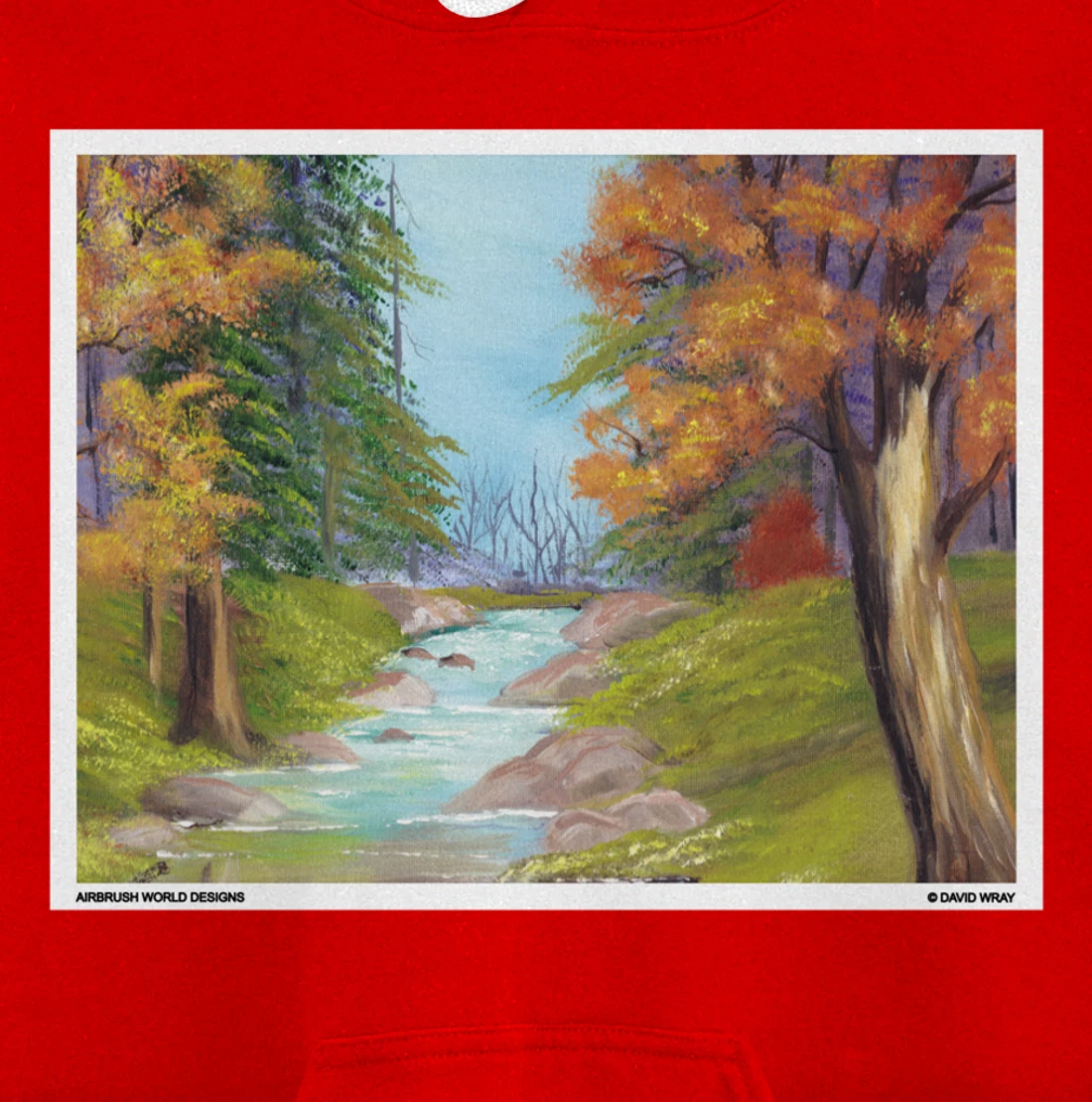 River Through The Trees Nature Landscape Autumn Painting Pullover Hoodie