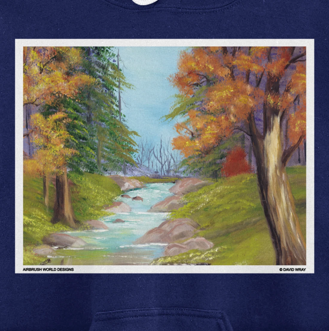 River Through The Trees Nature Landscape Autumn Painting Pullover Hoodie
