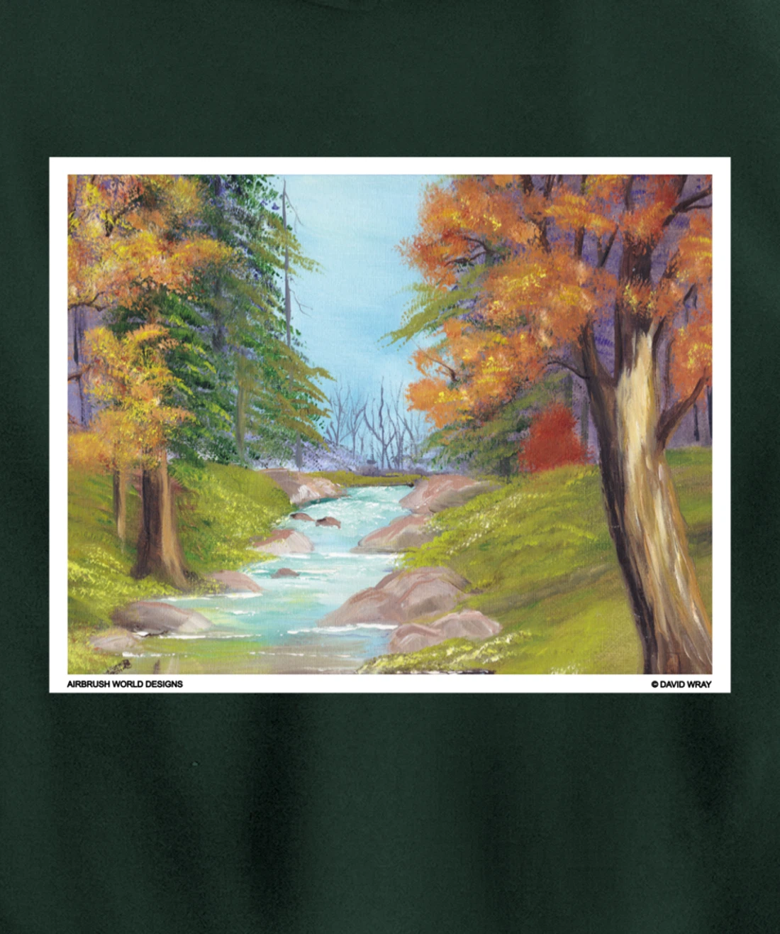 River Through The Trees Nature Landscape Autumn Painting Pullover Hoodie