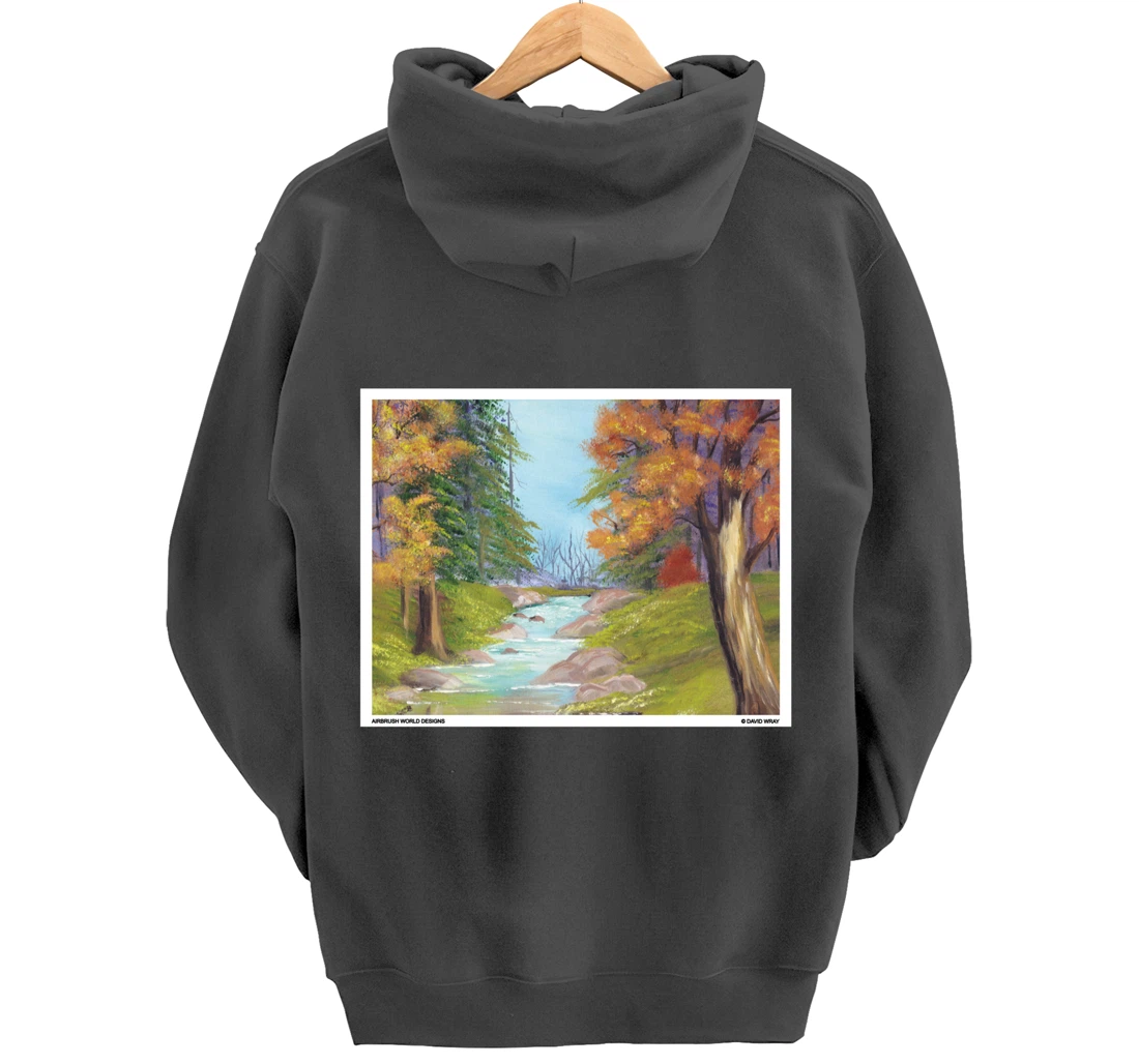 River Through The Trees Nature Landscape Autumn Painting Pullover Hoodie