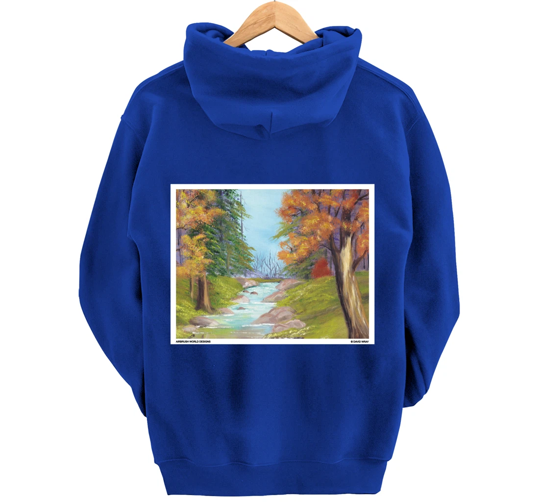 River Through The Trees Nature Landscape Autumn Painting Pullover Hoodie