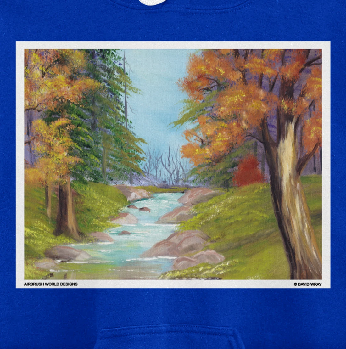 River Through The Trees Nature Landscape Autumn Painting Pullover Hoodie