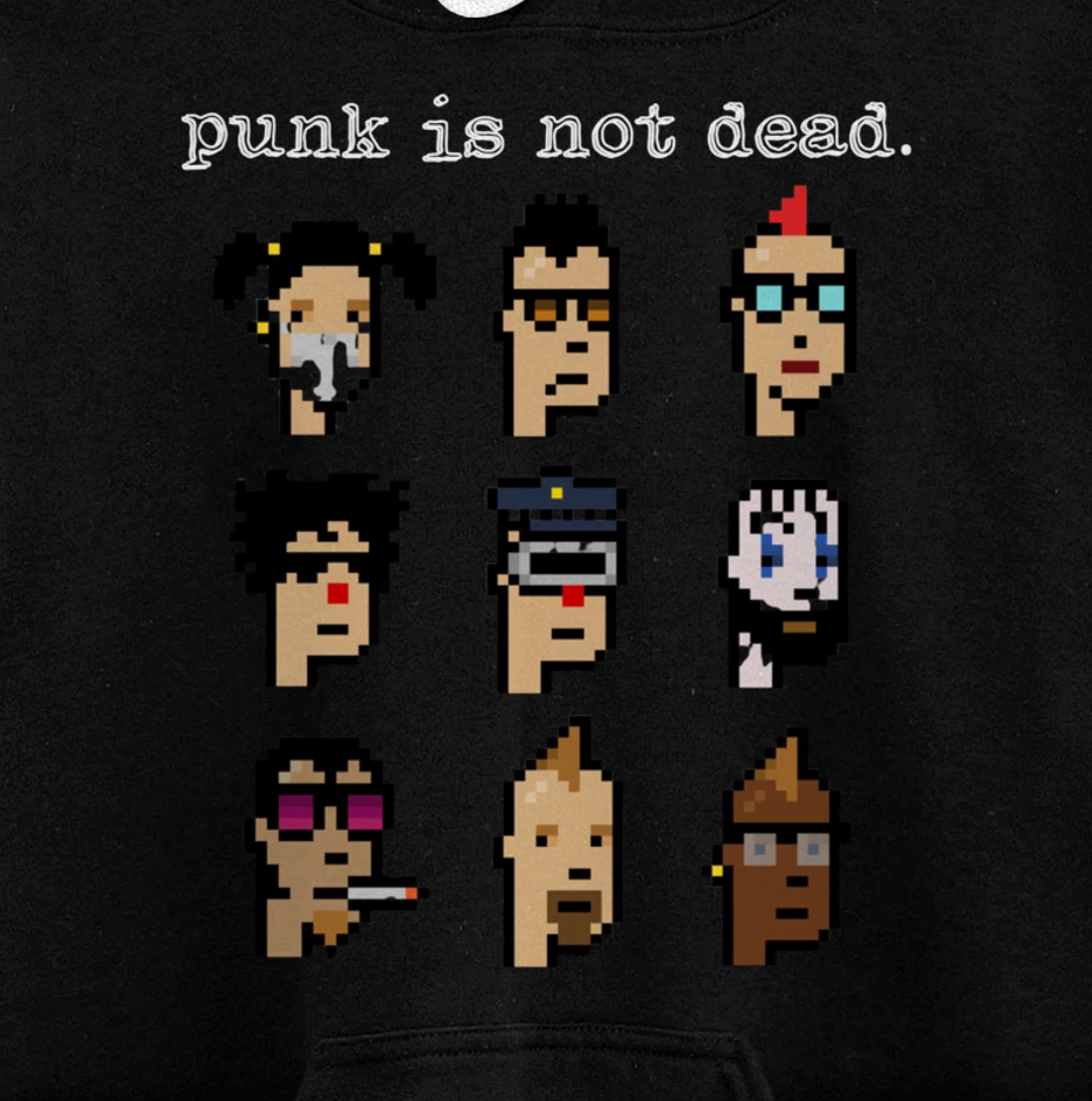 CryptoPunk Inspired NFT attire, Copy/Paste Crypto Pixel Punk Pullover Hoodie