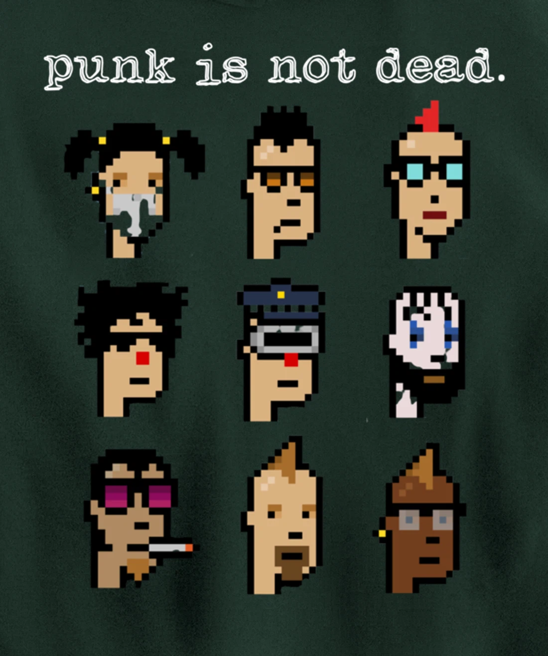 CryptoPunk Inspired NFT attire, Copy/Paste Crypto Pixel Punk Pullover Hoodie