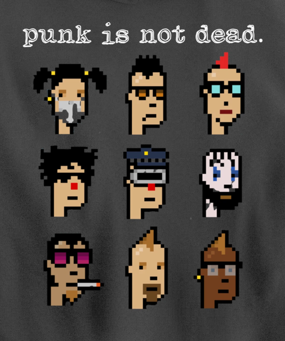 CryptoPunk Inspired NFT attire, Copy/Paste Crypto Pixel Punk Pullover Hoodie
