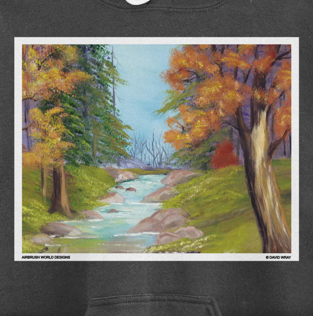 River Through The Trees Nature Landscape Autumn Painting Pullover Hoodie