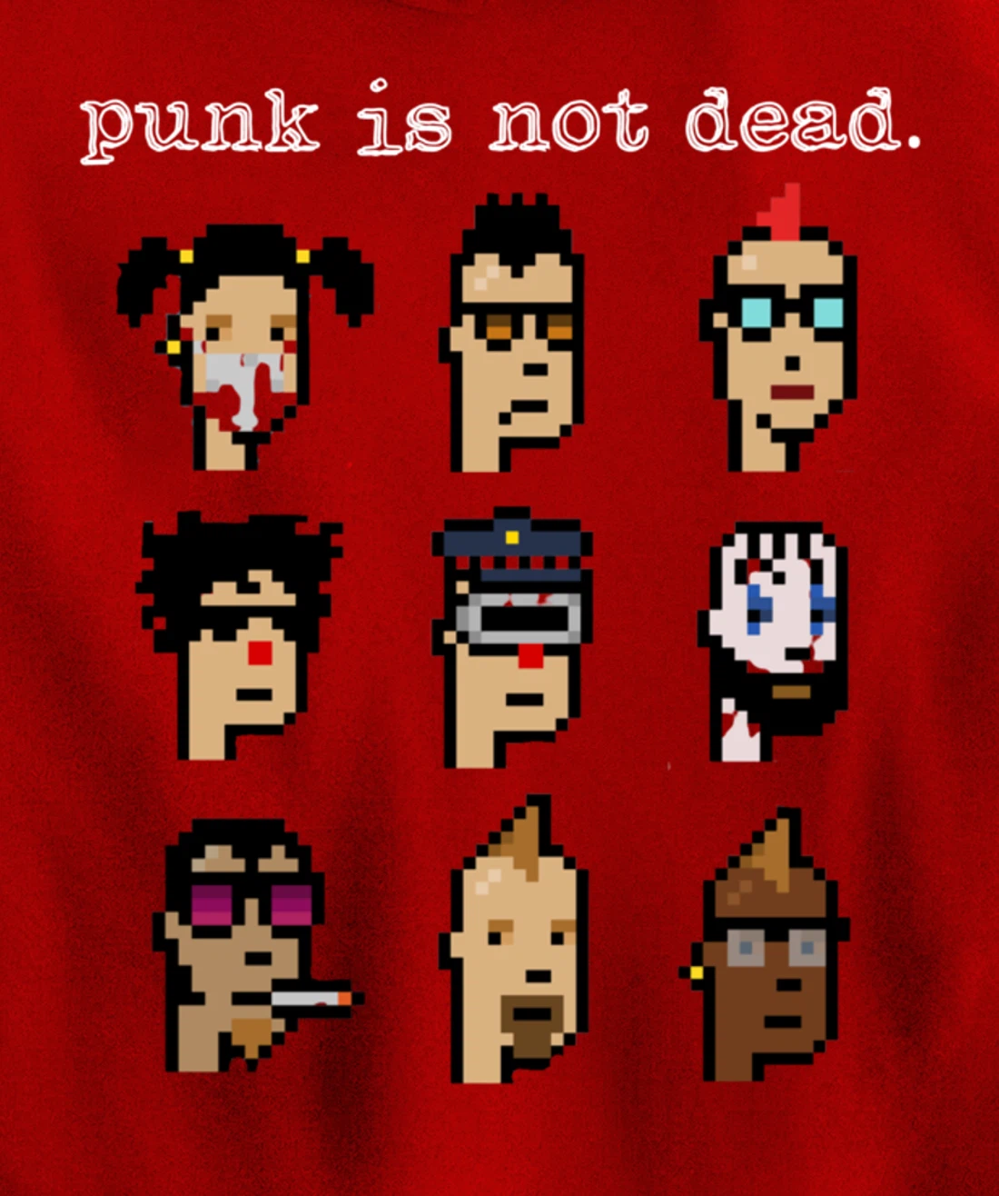 CryptoPunk Inspired NFT attire, Copy/Paste Crypto Pixel Punk Pullover Hoodie