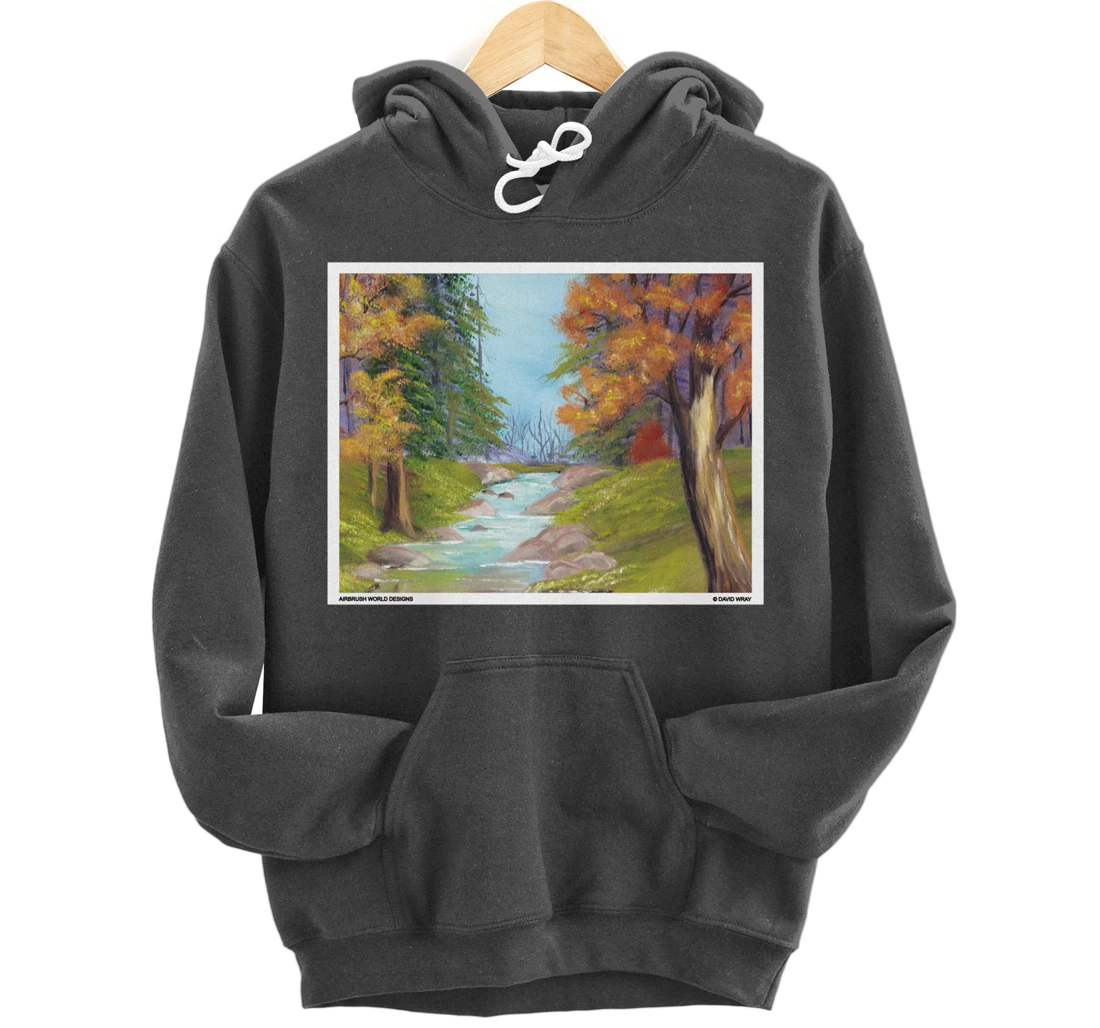 River Through The Trees Nature Landscape Autumn Painting Pullover Hoodie