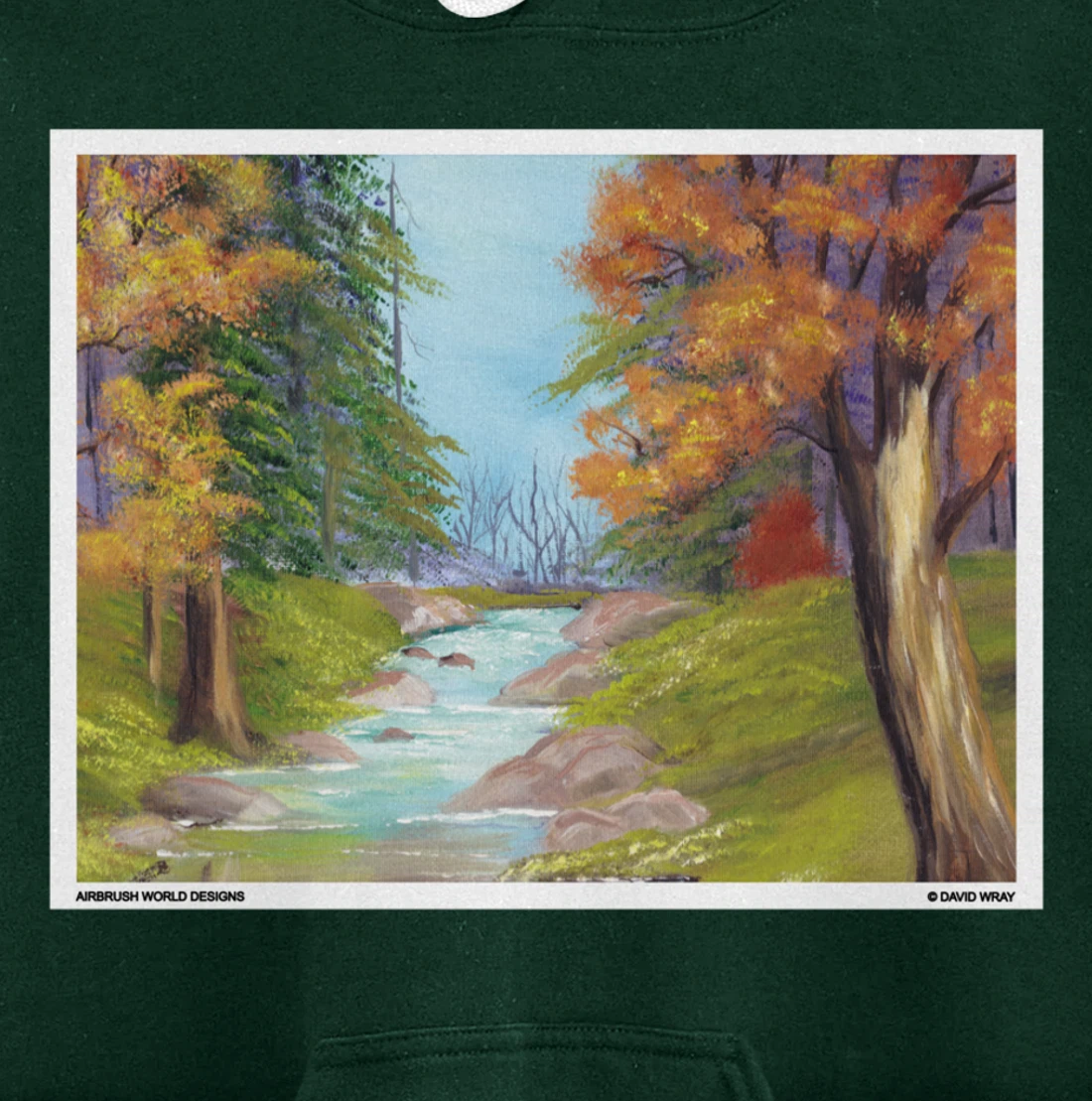 River Through The Trees Nature Landscape Autumn Painting Pullover Hoodie