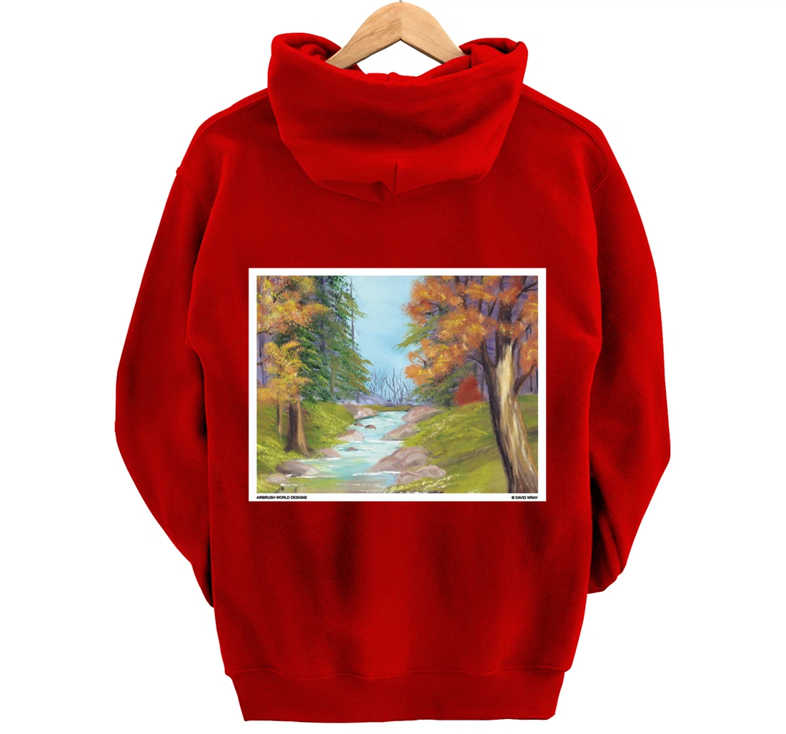 River Through The Trees Nature Landscape Autumn Painting Pullover Hoodie