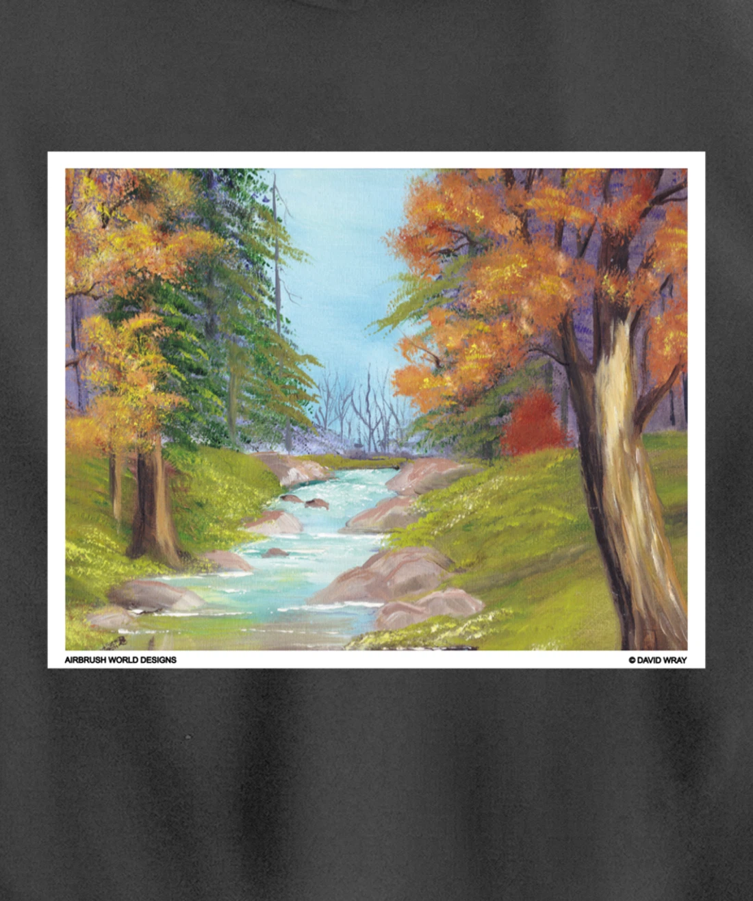River Through The Trees Nature Landscape Autumn Painting Pullover Hoodie