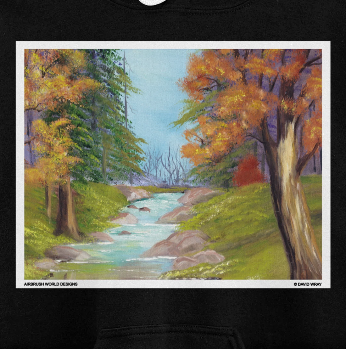 River Through The Trees Nature Landscape Autumn Painting Pullover Hoodie