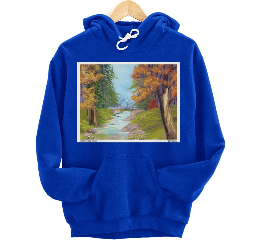 River Through The Trees Nature Landscape Autumn Painting Pullover Hoodie