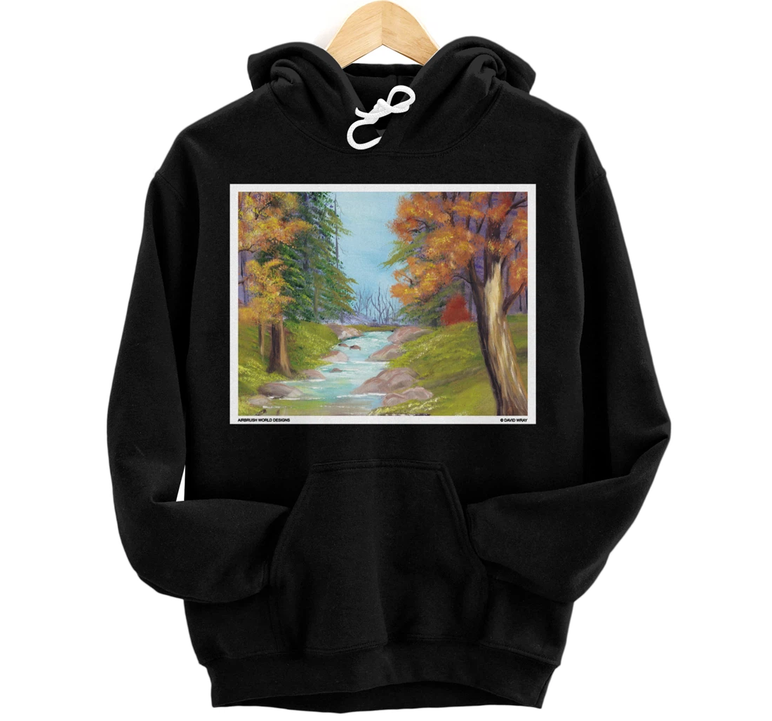 River Through The Trees Nature Landscape Autumn Painting Pullover Hoodie