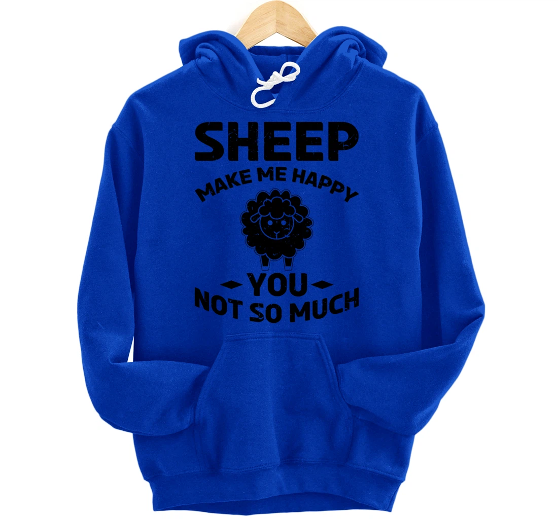 Farm Lamb Animals Sheep Make Me Happy Pullover Hoodie