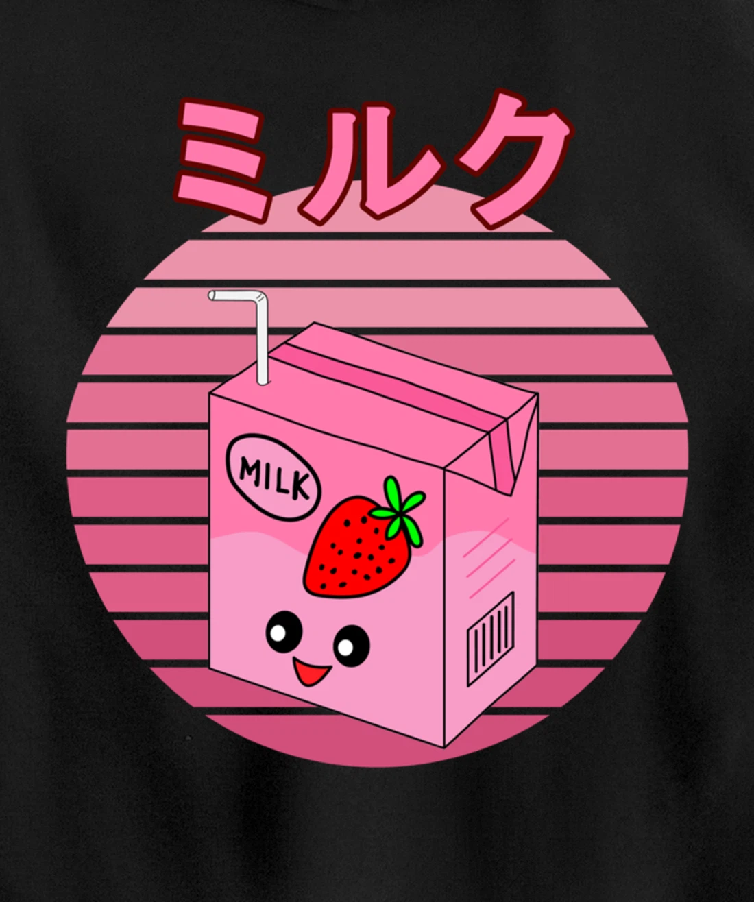 Cute Retro 90s Japanese Kawaii Strawberry Milk Shake Carton Pullover Hoodie