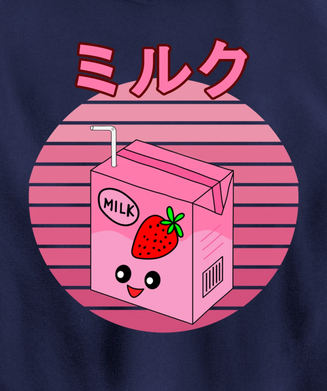 Cute Retro 90s Japanese Kawaii Strawberry Milk Shake Carton Pullover Hoodie