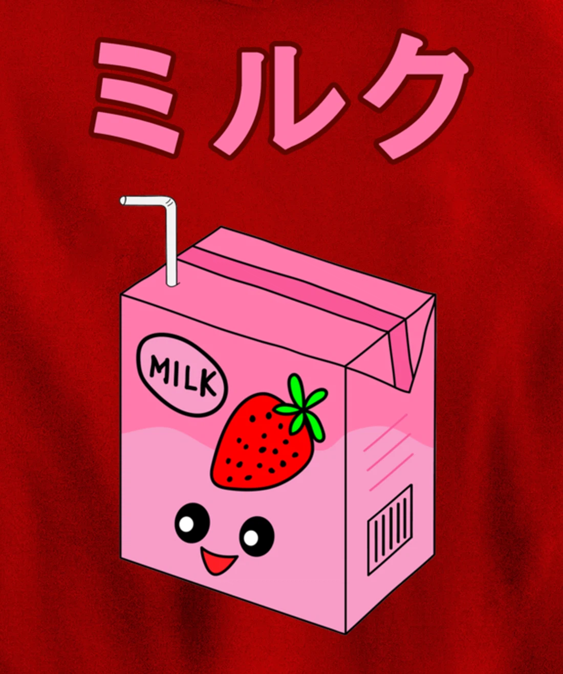 Cute Retro 90s Japanese Kawaii Strawberry Milk Shake Carton Pullover Hoodie