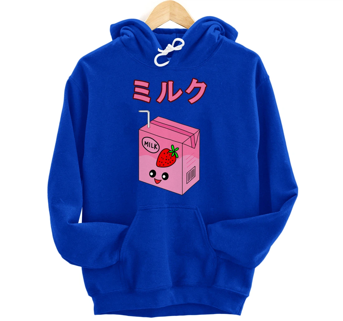 Cute Retro 90s Japanese Kawaii Strawberry Milk Shake Carton Pullover Hoodie