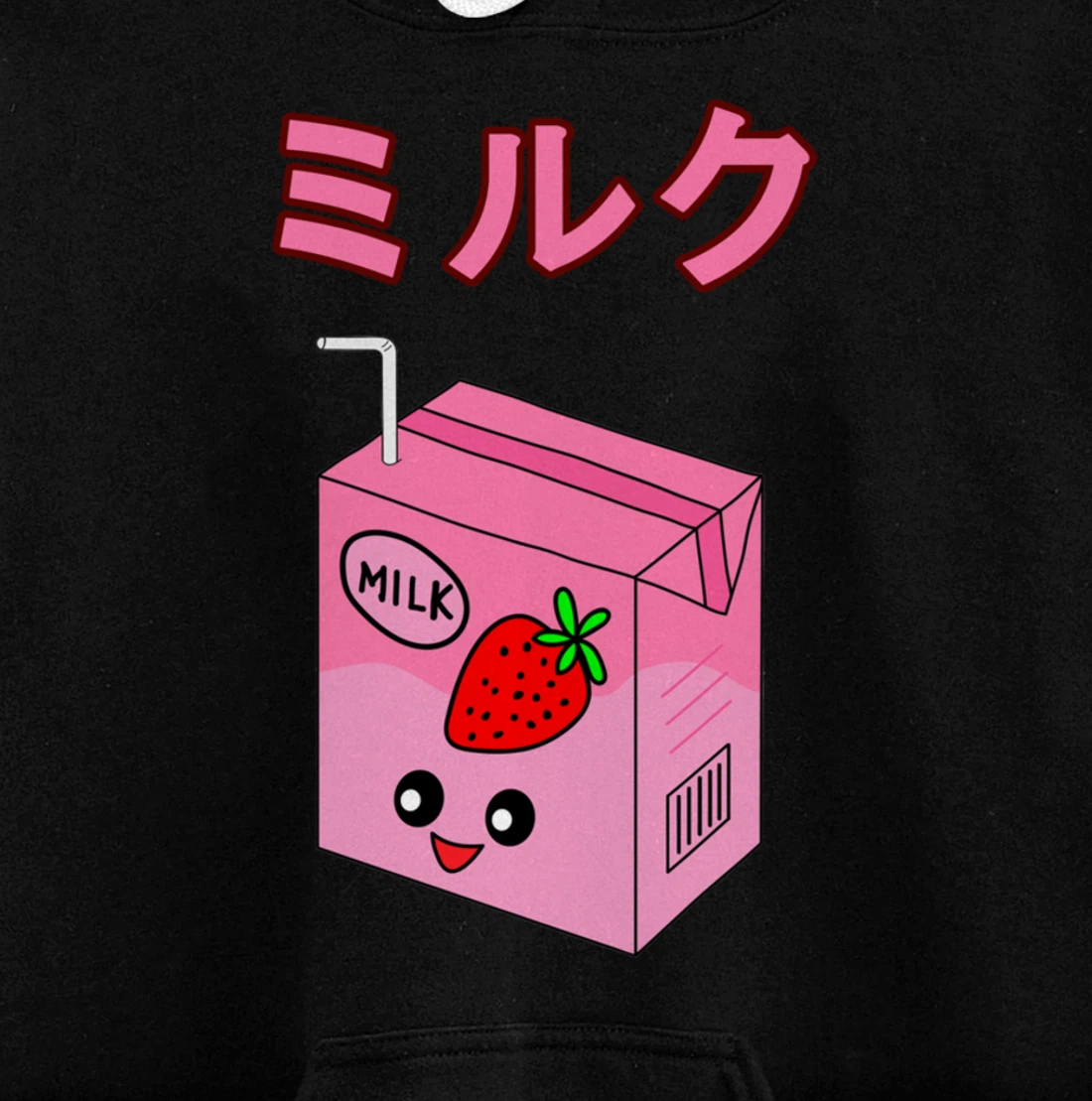 Cute Retro 90s Japanese Kawaii Strawberry Milk Shake Carton Pullover Hoodie
