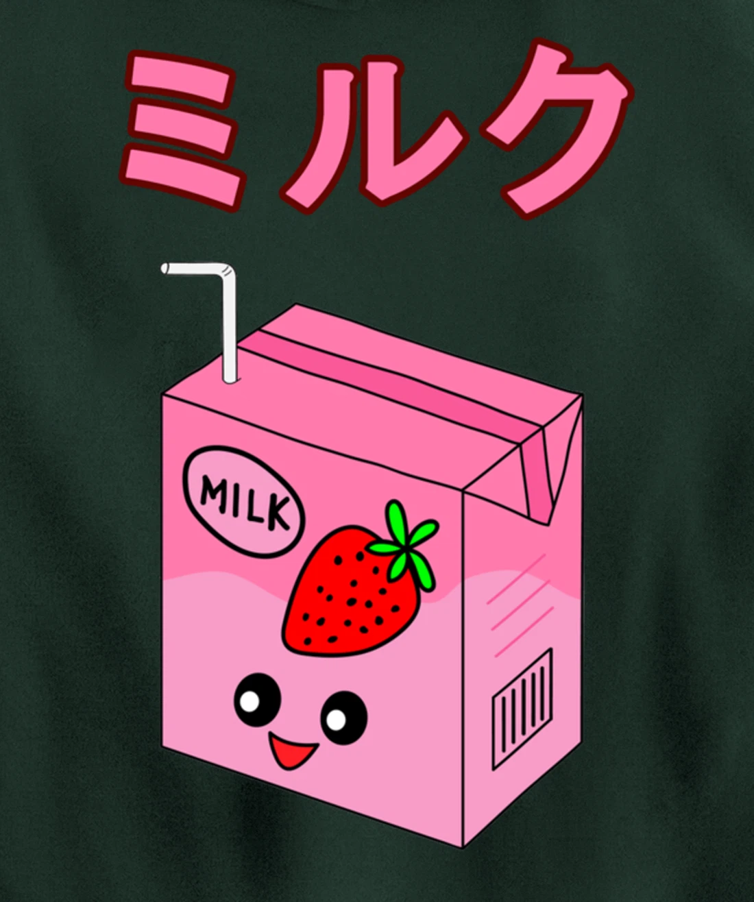 Cute Retro 90s Japanese Kawaii Strawberry Milk Shake Carton Pullover Hoodie