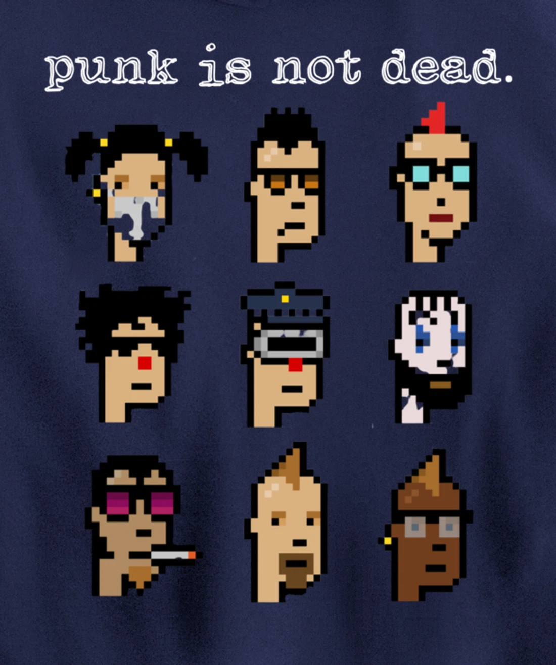 CryptoPunk Inspired NFT attire, Copy/Paste Crypto Pixel Punk Pullover Hoodie