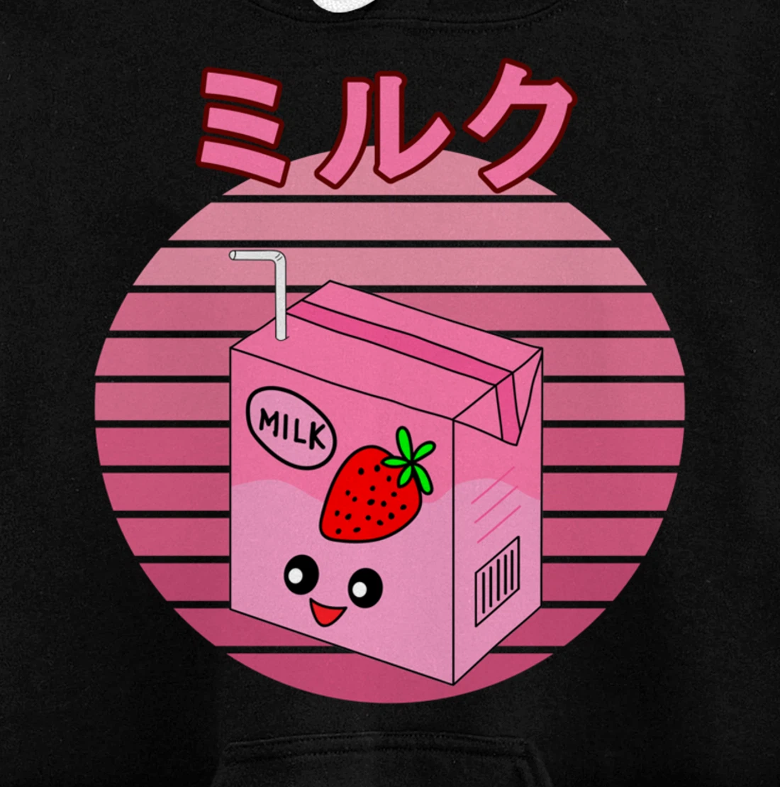 Cute Retro 90s Japanese Kawaii Strawberry Milk Shake Carton Pullover Hoodie
