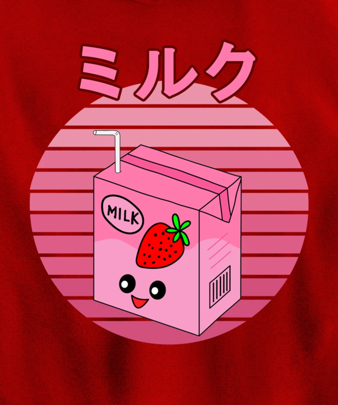 Cute Retro 90s Japanese Kawaii Strawberry Milk Shake Carton Pullover Hoodie