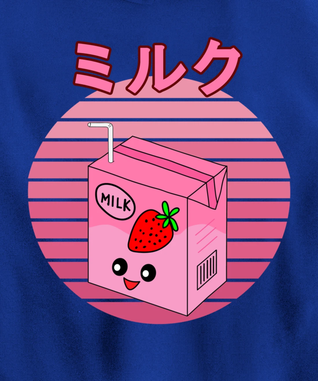 Cute Retro 90s Japanese Kawaii Strawberry Milk Shake Carton Pullover Hoodie