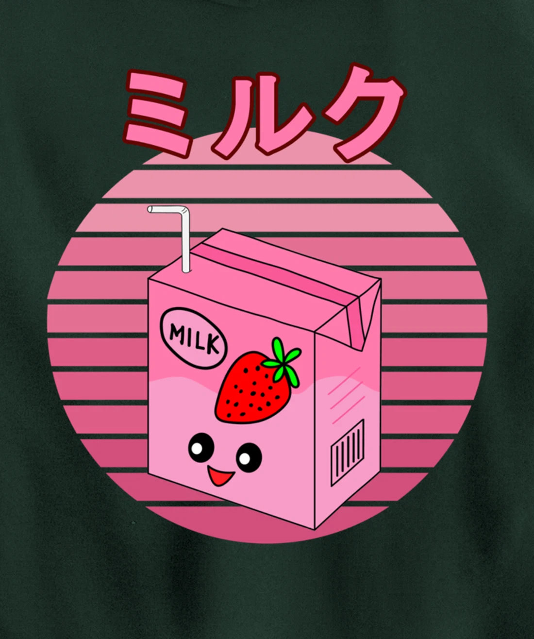 Cute Retro 90s Japanese Kawaii Strawberry Milk Shake Carton Pullover Hoodie