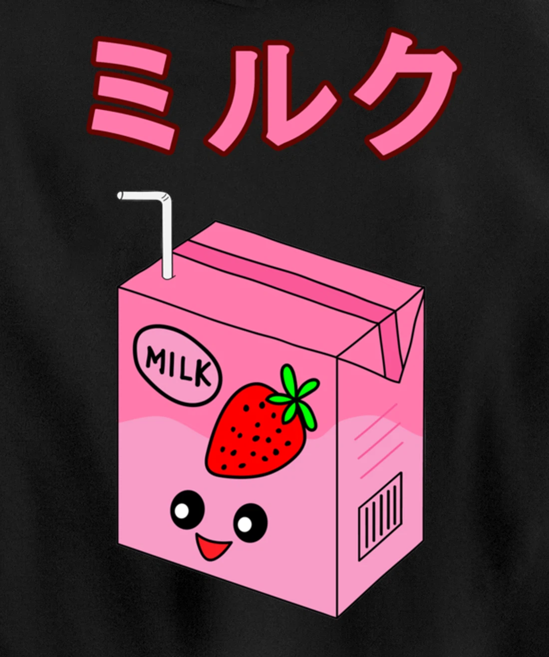 Cute Retro 90s Japanese Kawaii Strawberry Milk Shake Carton Pullover Hoodie
