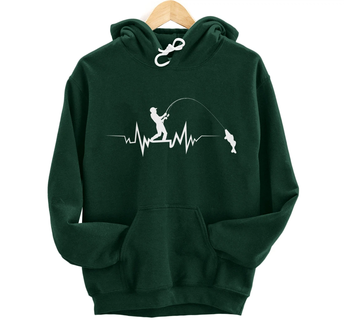 Fishing Heartbeat Funny Design For Fisherman Pullover Hoodie