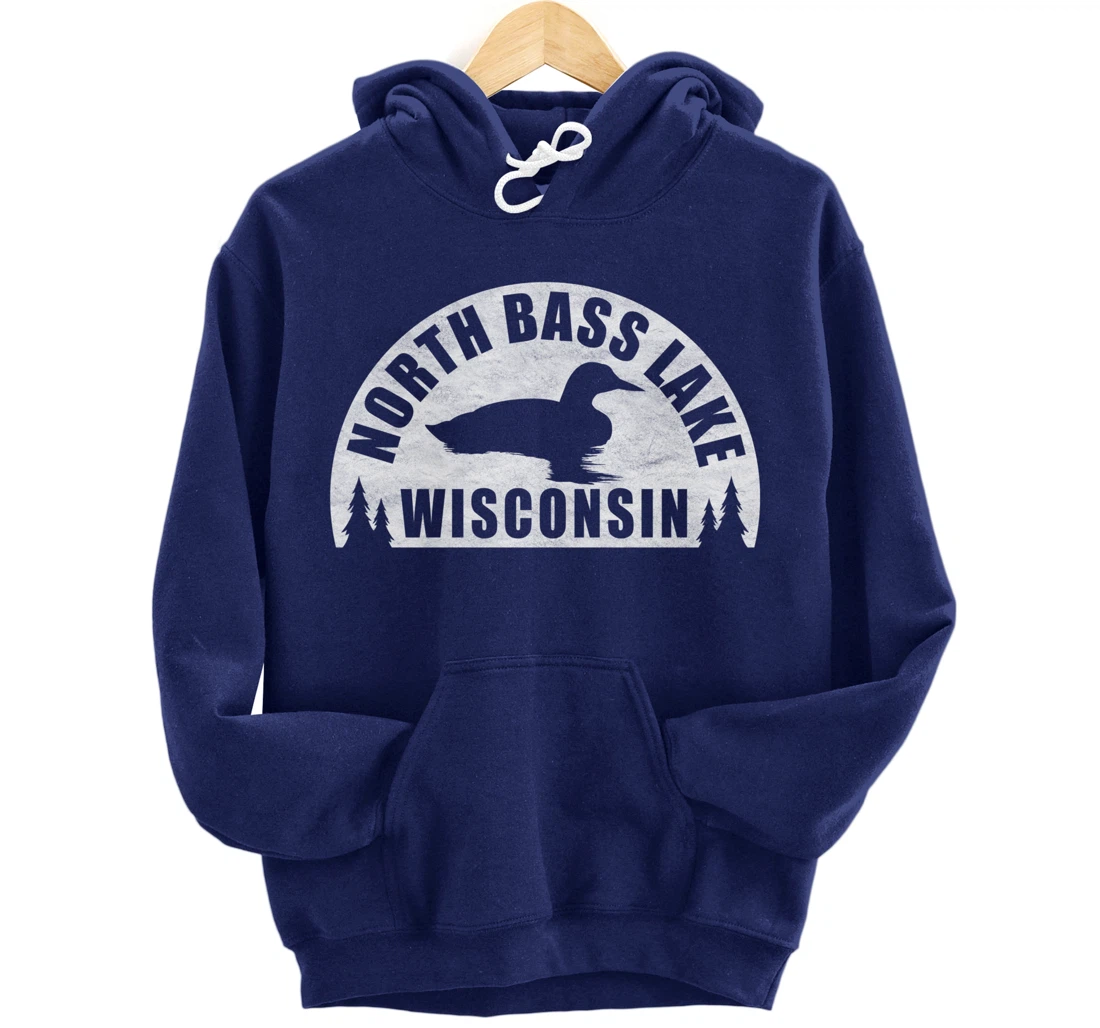 North Bass Lake Northern Wisconsin Loon Pullover Hoodie