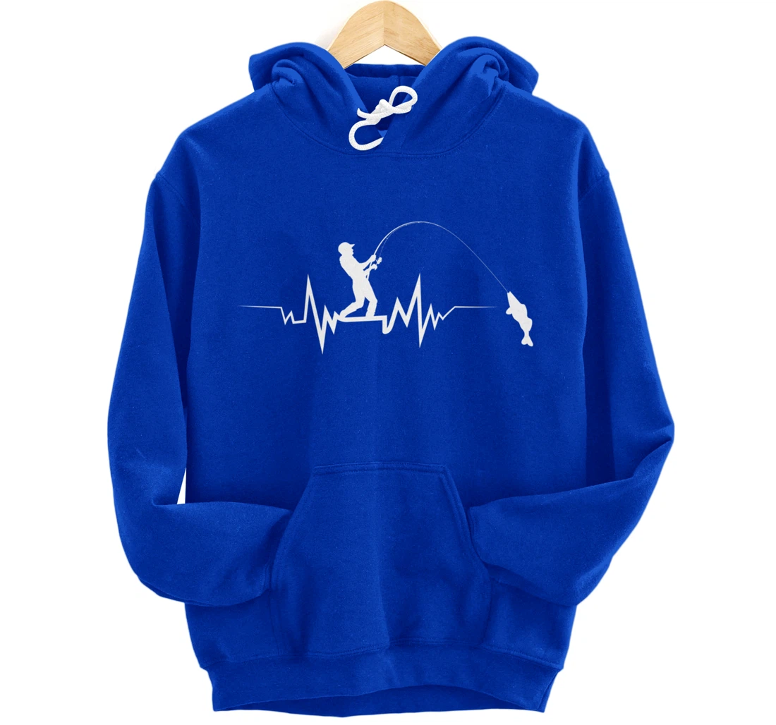 Fishing Heartbeat Funny Design For Fisherman Pullover Hoodie