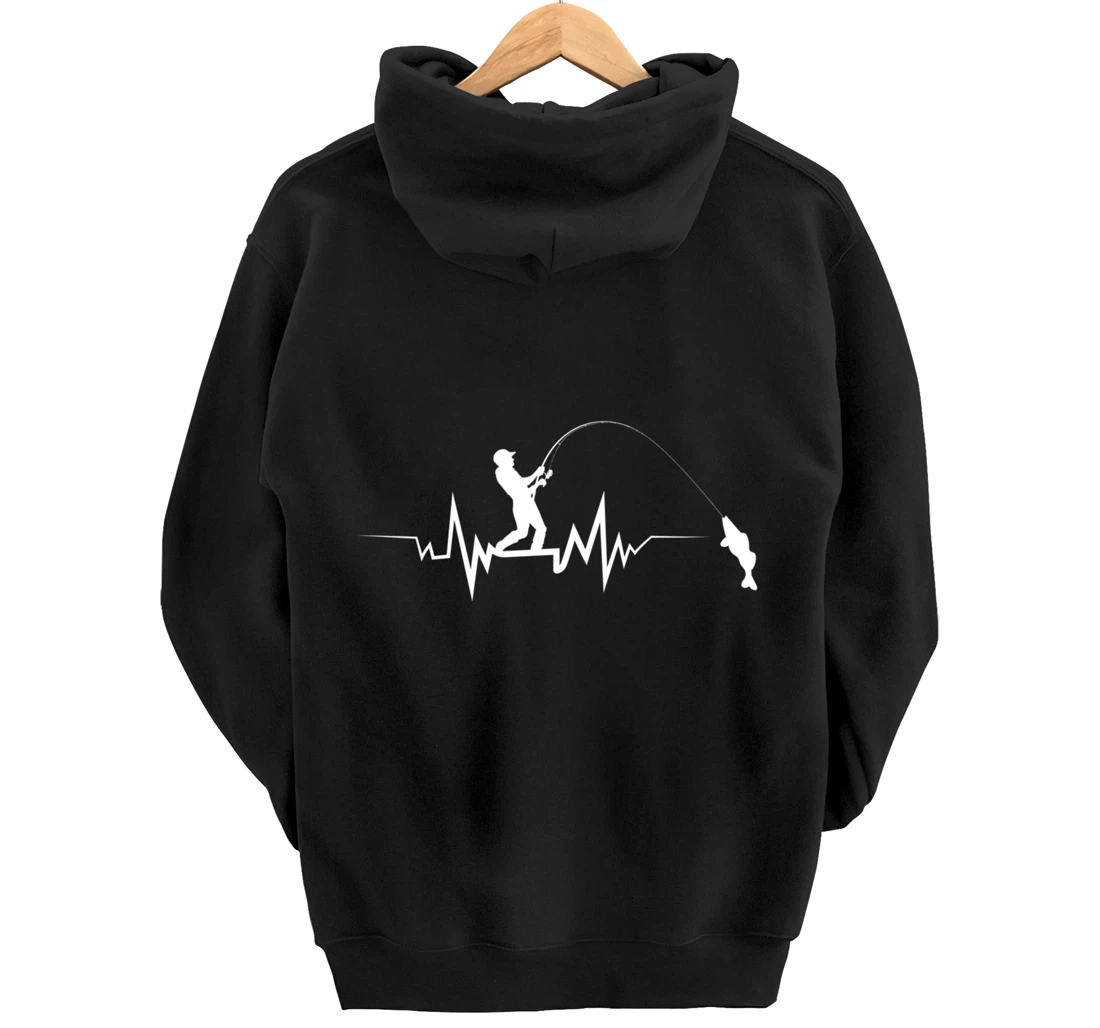 Fishing Heartbeat Funny Design For Fisherman Pullover Hoodie