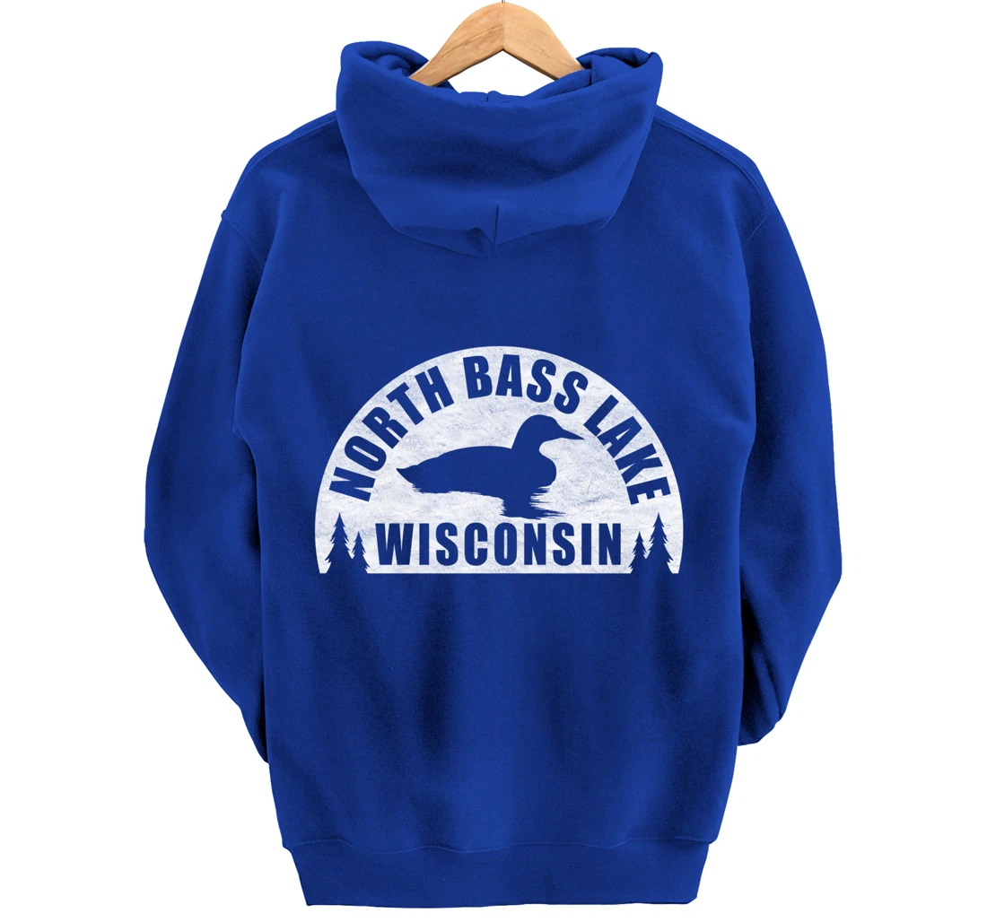 North Bass Lake Northern Wisconsin Loon Pullover Hoodie