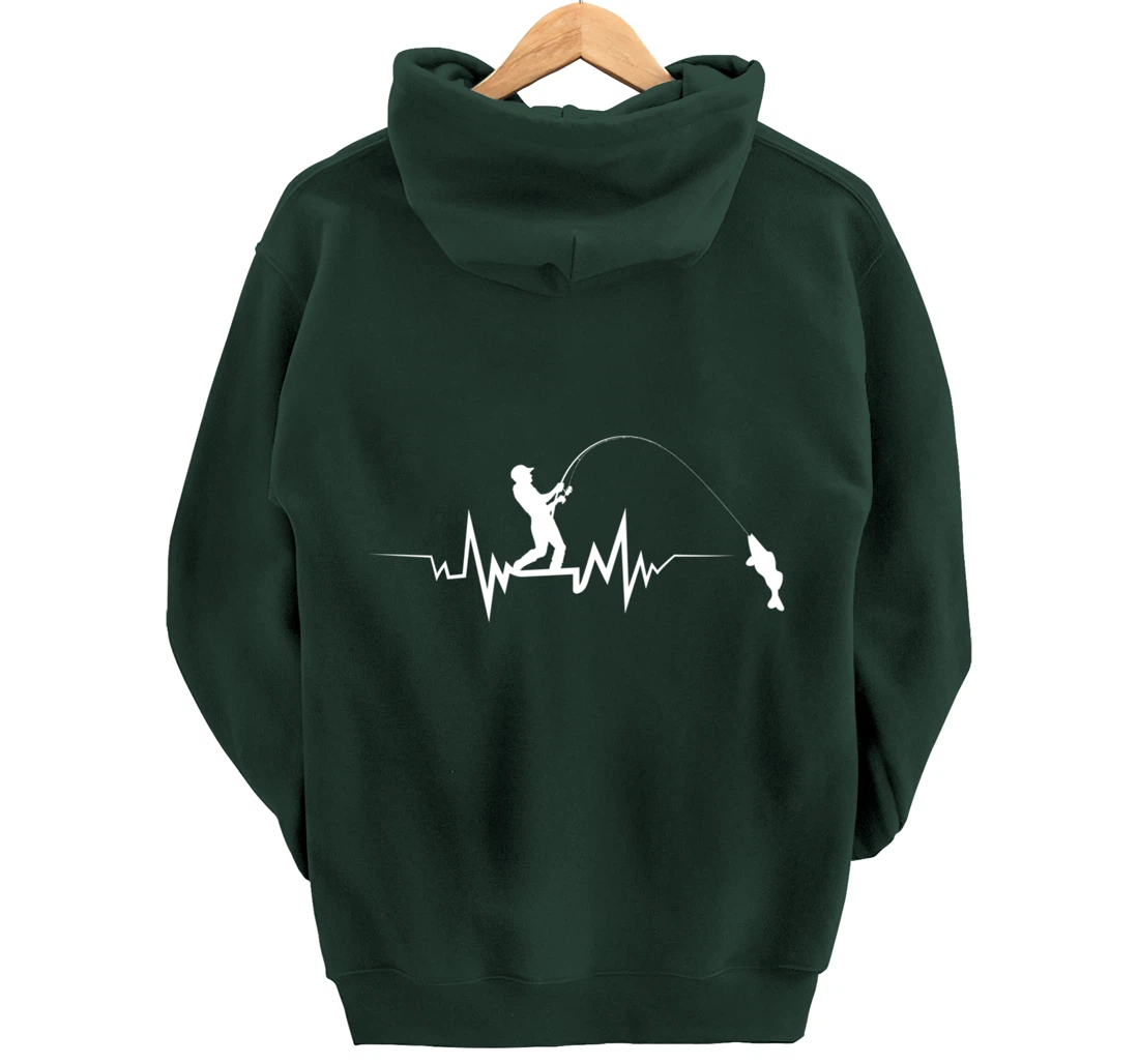 Fishing Heartbeat Funny Design For Fisherman Pullover Hoodie