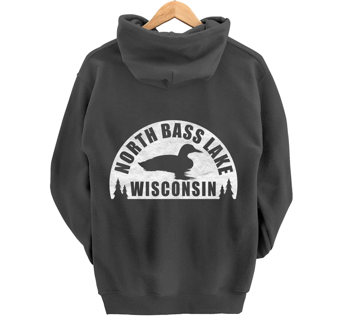 North Bass Lake Northern Wisconsin Loon Pullover Hoodie