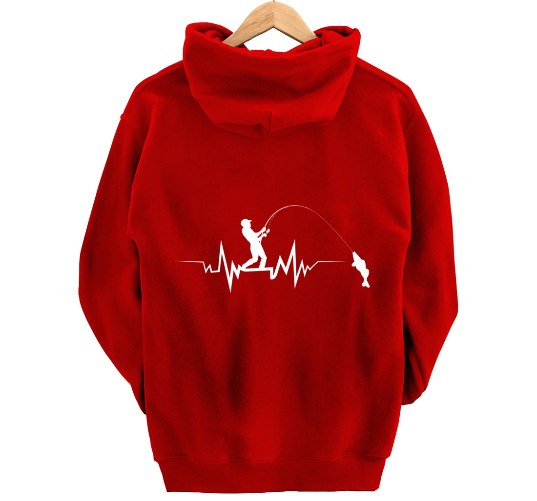 Fishing Heartbeat Funny Design For Fisherman Pullover Hoodie
