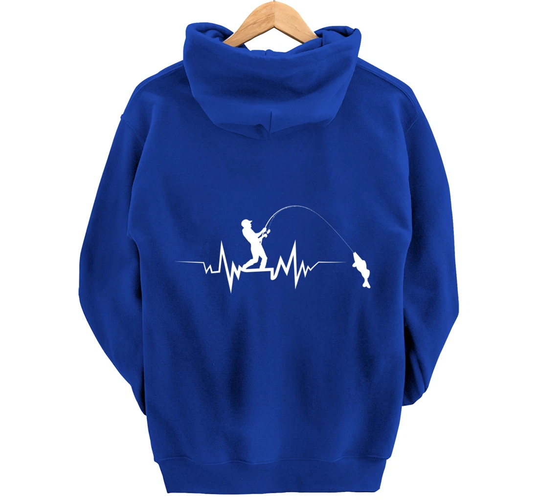 Fishing Heartbeat Funny Design For Fisherman Pullover Hoodie