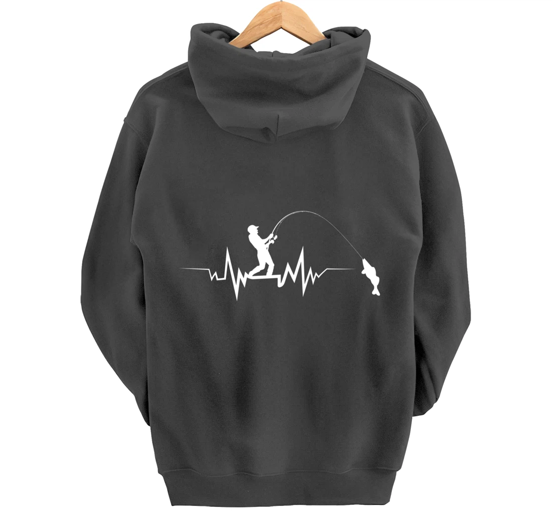 Fishing Heartbeat Funny Design For Fisherman Pullover Hoodie