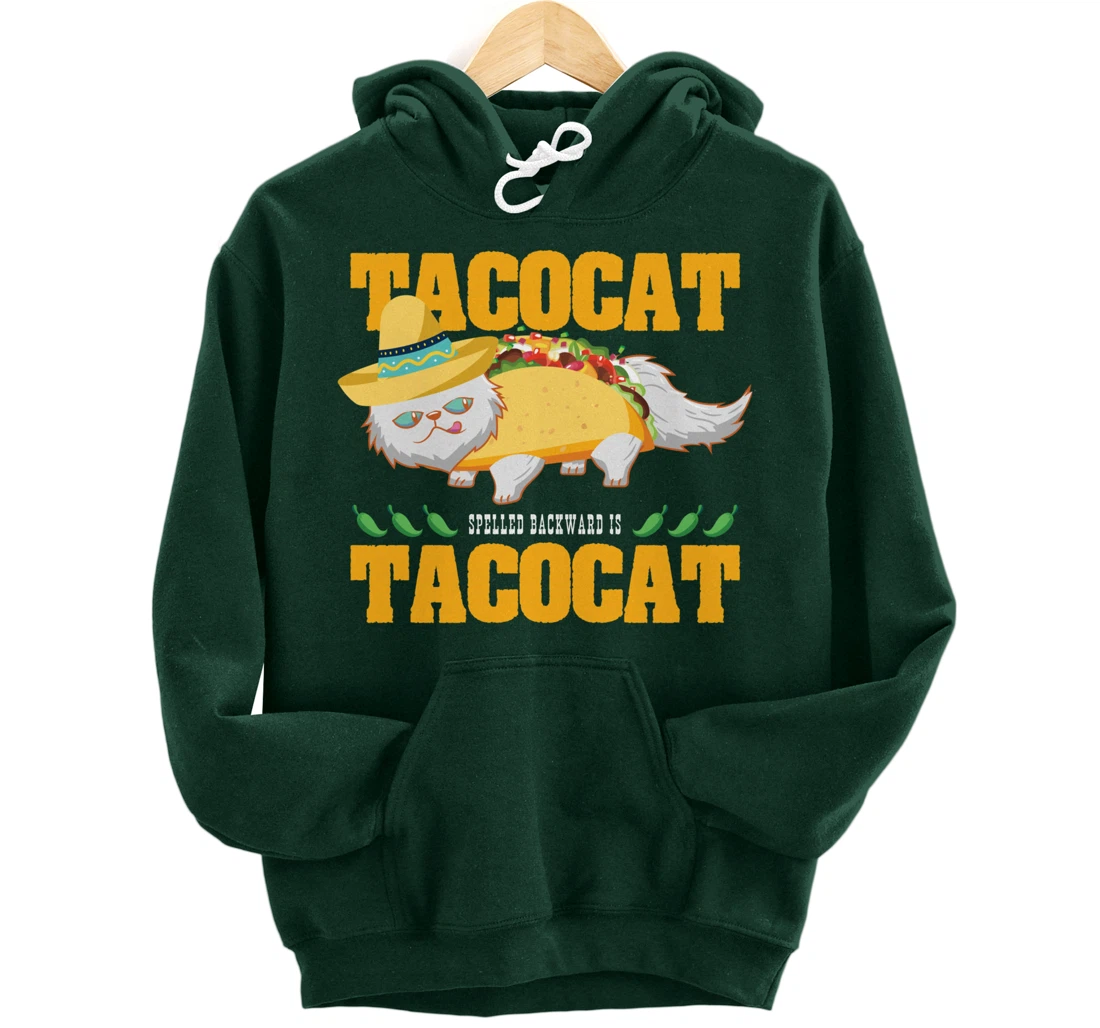 Tacocat Spelled Backwards Funny Cat Lover Mexican Food Tacos Pullover Hoodie