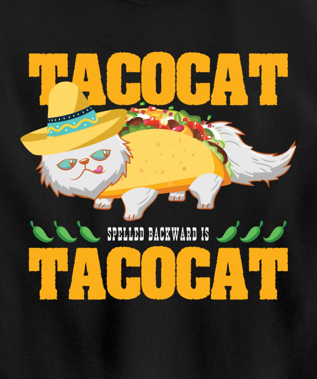 Tacocat Spelled Backwards Funny Cat Lover Mexican Food Tacos Pullover Hoodie