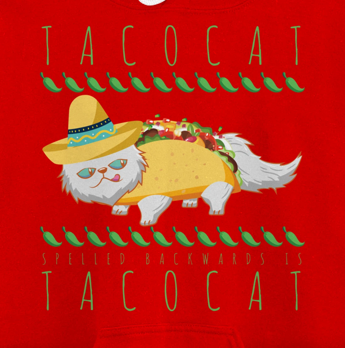Tacocat Spelled Backward Is Tacocat Funny Mexican Cat Tacos Pullover Hoodie